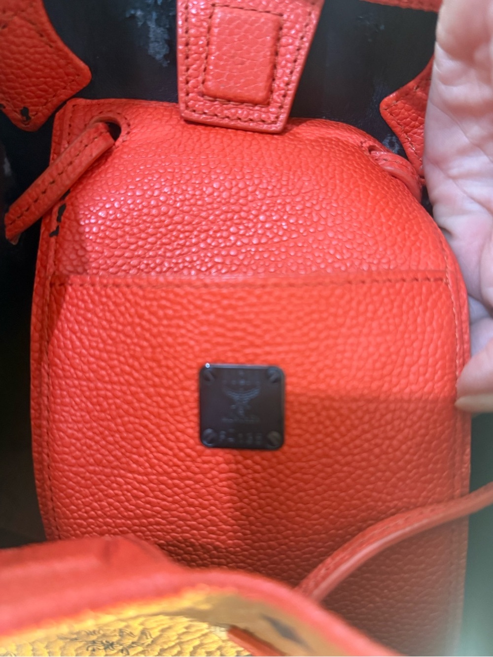 MCM Cognac Visetos Bucket Bag with Red Trim - Picture 8 of 10